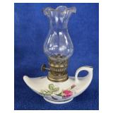Vintage Porcelain Miniature Oil Lamp