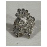 Sterling Silver Ornate Marcasite Ring