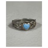 Sterling Silver Heart Turquoise Ring