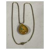 Vintage Hand Painted Glass Flower Necklace