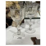 2 Fostoria Willomere Stem Glasses
