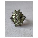 Large Sterling Silver Peridot Cocktail Ring