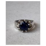 Sterling Silver Men's Sapphire Solitaire Ring
