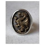 Sterling Silver Large Dragon Men's Ring