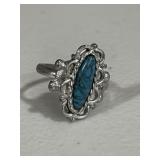 Sterling Silver Ornate Turquoise Ring