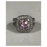 Sterling Silver Large Pink Stone Cocktail Ring