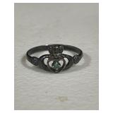 Sterling Silver Emerald Estate Claddagh
