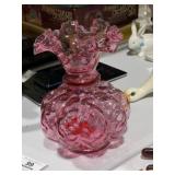 Cranberry Ruffled Vase