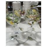 Ornate Hand Painted Stem Glasses