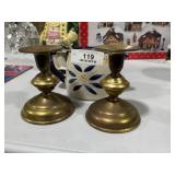 Brass Candleholders & Creamer