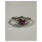 Sterling Silver Garnet Solitaire Ring