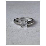 Sterling Silver Princess Cut Solitaire Ring