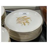 10 Pieces Golden Wheat 22k Gold Trim Dishes
