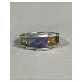 Sterling Silver Multi Gemstone Ring