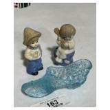 Glass Shoe & Dutch Figurines