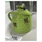 Vintage Green Beehive Honey Pot