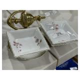 Hand Painted Nut Dishes & Brass Door Knocker