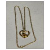 Vintage Cat Heart Necklace
