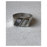 Sterling Silver Men's Mother of Pearl Ring