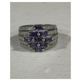 Sterling Silver Large Amethyst Ring