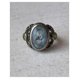 Sterling Silver Blue Topaz & Peridot Ring