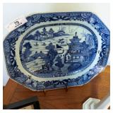 2 Asian Blue & White Platters