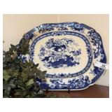 English Antique Blue & White Platter
