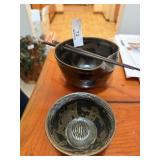 Raku Pottery Bowl & Frog