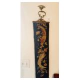 Antique Needlepoint Bell Pull Wall Hanging