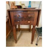 Drop Leaf Antique 2 Drawer End Table