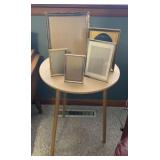Lot of Picture Frames & Round Side Table
