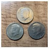 3- Kennedy Half Dollar Coins