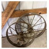 2 Cast Iron Implement Wheels