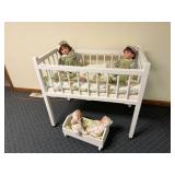 Baby Crib with Dolls & Misc.