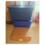 2 Large Storage Tote Bins & Lids
