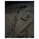 Costume Jewelry Iridescent Beaded Tassel Necklace