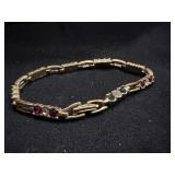 Gold Tone Colored Stone Bracelet