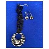 Zebra Necklace & Earring Set