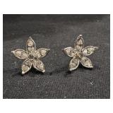 Rhinestone Costume Flower Earrings