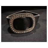 Leather Band Rhinestone Bracelet