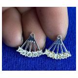 Silver Tone Rhinestone Post Earring Jackets