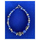 Blue and Silver Beaded Bracelet