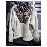 Leopard Sherpa 3/4 Zip Jacket