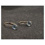 10K Gold Blue Topaz Earrings