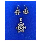 Snowflake Pendant w/ Matching Earrings
