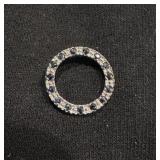 Round Pendant with Blue Stones and Rhinestones