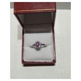 Sterling Silver Ruby Diamond Ring