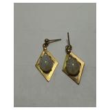 Gold Tone Opal Earrings