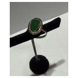 Sterling Silver Emerald Diamond Ring