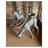 Horse & Deer Brass Candleholders